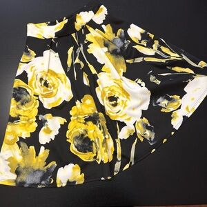 Medium Floral Medium Yellow and Black Women's A-Line Skirt